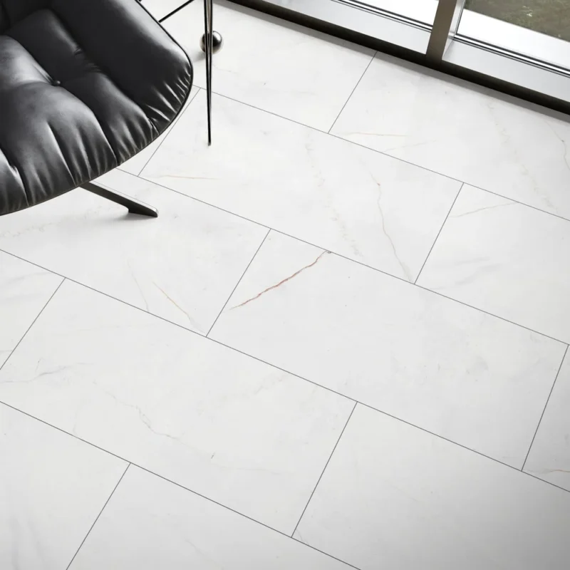 Vinyl Flise look med klik system - Hvid Marmor Højglans - Billede 2