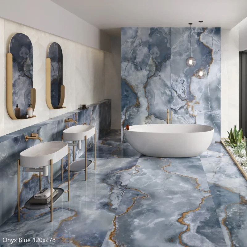 Fliser Tele Di Marmo - Onyx Blue - 60x120 cm.